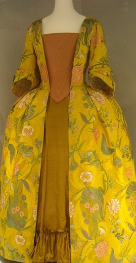 Woman’s Dress, silk brocade, 1740s.